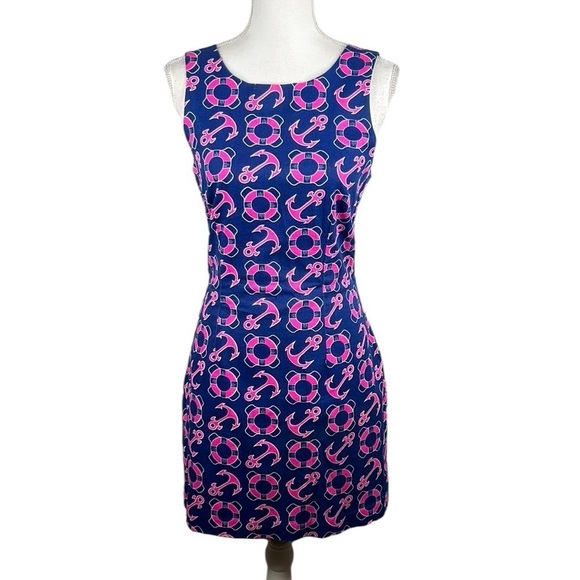 Macbeth Collection Navy Nautical Anchor Sleeveless Sheath Dress Size XS - Picture 1 of 7